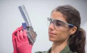 Federica Coppari with an x-ray diffraction image plate