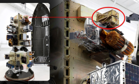 Shown is the SpaceX Transporter-11 stack with the Deep Purple payload (circled in red) attached to the Pathfinder Technology Demonstrator-R satellite.