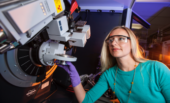 Researcher working in lab